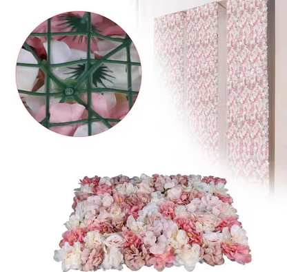 White and Pink Artificial Rose Flower Wall Panel