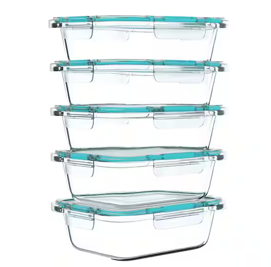 10-Piece Glass Food Storage Containers with Snap Shut Lids