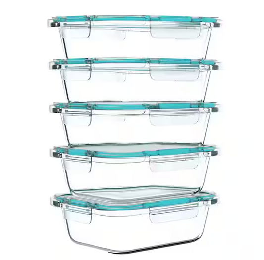 10-Piece Glass Food Storage Containers with Snap Shut Lids