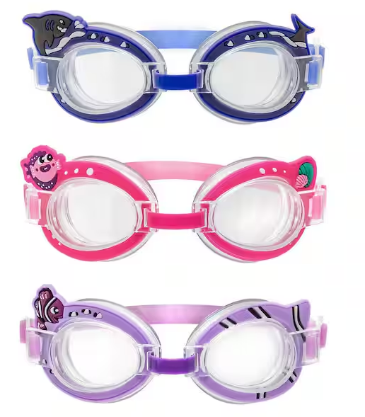 Multi-Color Fish Fun Swim Goggles (3-Pack)