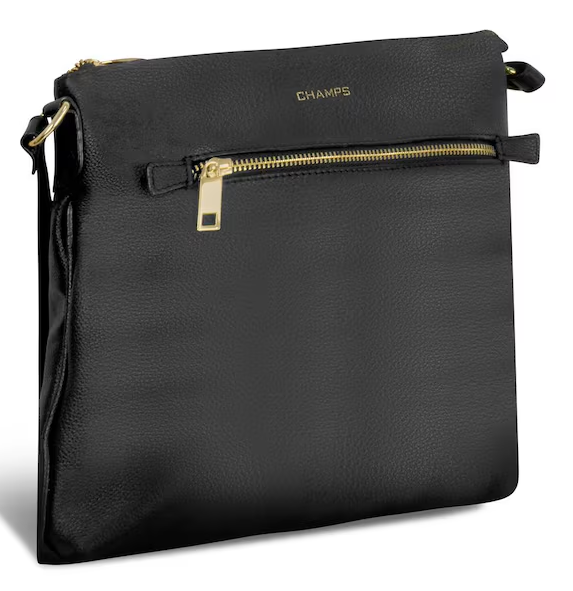Black Leather Cross-Body Tote Bag