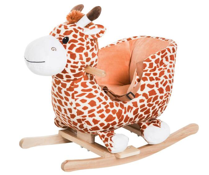 Brown Plush Giraffe Style Ride-On Chair Toy with Sound