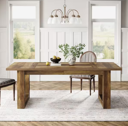 Brown Wood 63 in. Sled Rectangle Dining Table