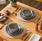 12-Piece Brown Stoneware Dinnerware Set