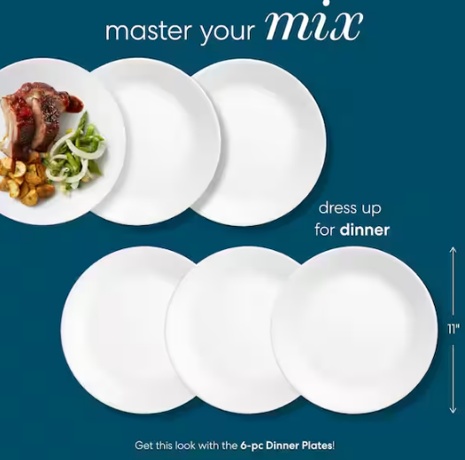 Winter Frost White 10.25 in. Dinner Plates (6-Pack)