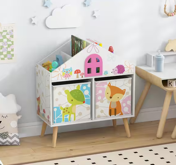 24.5 in. Wide White Finish 2 Shelf Kids Bookcase