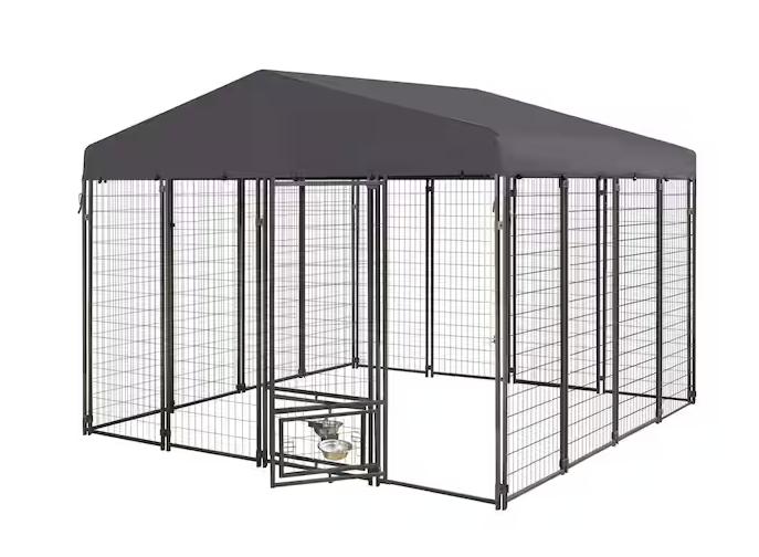 Outdoor Large Dog Kennel Pet Playpen with Rotating Feeding Door