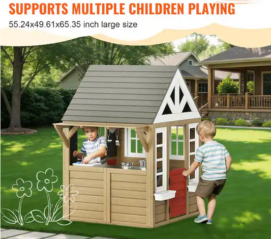 Country Style Cedar Playhouse, Gray