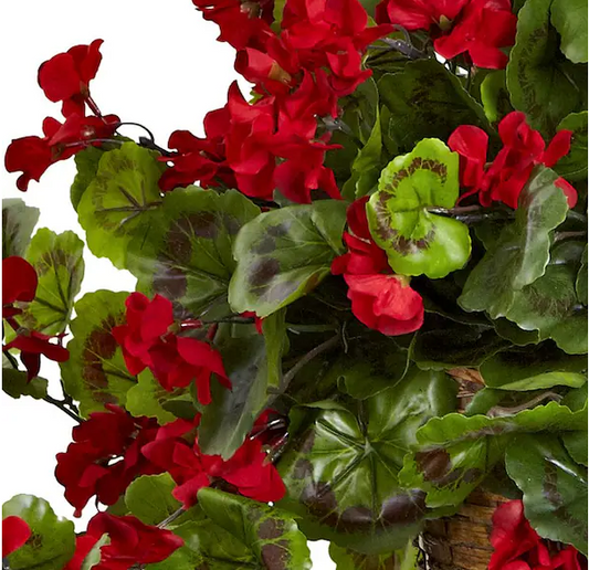 Artificial Geranium Hanging Basket