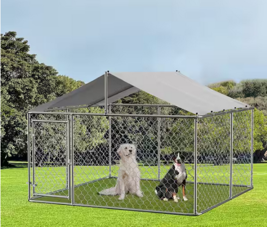 Silver Galvanized Outdoor Heavy-Duty Dog Kennel Dog Pens