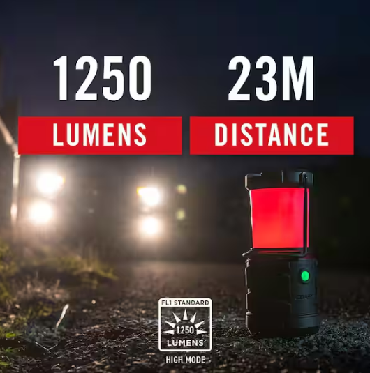 1250 Lumens Alkaline Battery Dual Power Camping Lantern Flashlight
