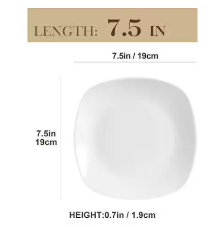 7.5 in. Gray White Porcelain Dessert Plate Set