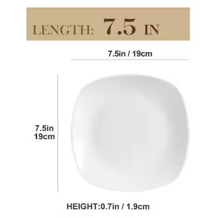 7.5 in. Gray White Porcelain Dessert Plate Set