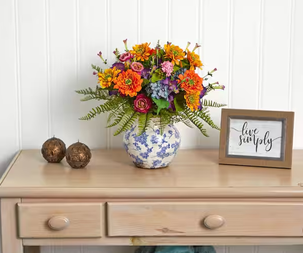 Indoor 15 Mixed Floral Artificial Arrangement in Floral Vase