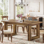Brown Wood 63 in. Sled Rectangle Dining Table