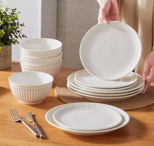 12-Piece White Porcelain Dinnerware Set