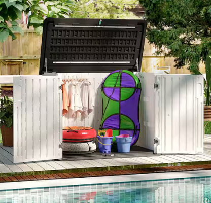 White Outdoor Waterproof Resin Deck Box With Floor