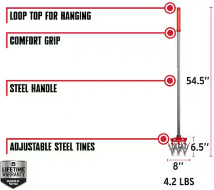 Steel Tines with Red Comfort Grip Garden Disc Cultivator