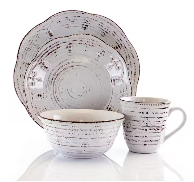 16-Piece Casual White Stoneware Dinnerware Set