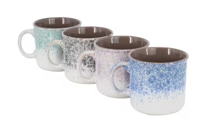 4 Piece 19 Ounce Stoneware Straight Shape Beverage Mug Set