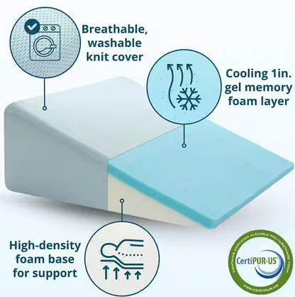 Adjustable Memory Foam Wedge Pillow with Zip-Off Washable Cover