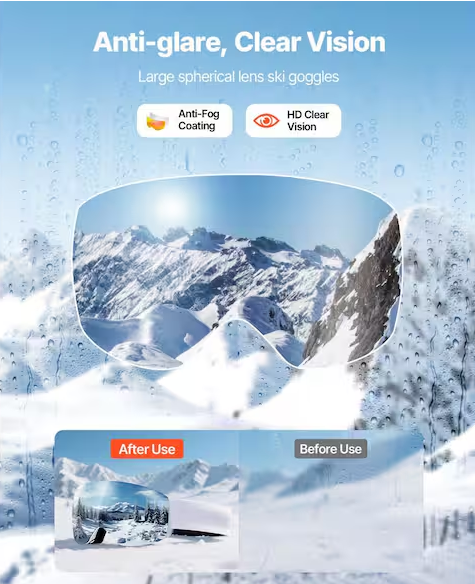 Pink Revo Coating, OTG Anti-Fog Snow Goggles