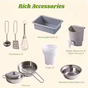 Wooden Outdoor Playhouse with Removable Sink