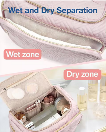 Black Travel Toiletry Bag, Cosmetic Makeup Organizer