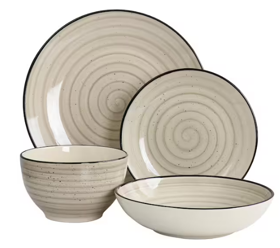 Gia 24 Piece Stoneware Dinnerware Set in Cream
