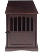 Small Espresso Pet Crate End Table with Gate