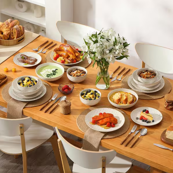 16-Piece White Stoneware Dinnerware Set