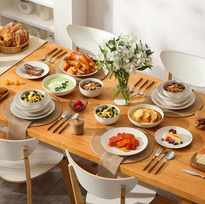 16-Piece White Stoneware Dinnerware Set