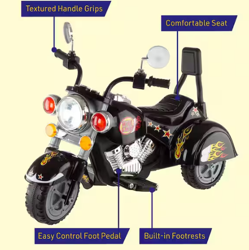 3-Wheel Battery Powered Ride on Toy Motorcycle Chopper