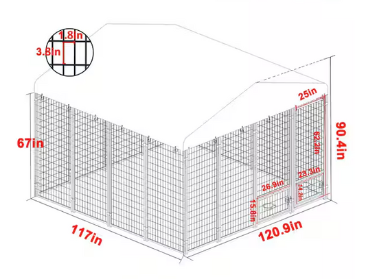 Outdoor Dog Cage Fence with Cover
