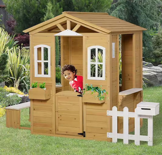 Outdoor Wood Playhouse with Working Doors