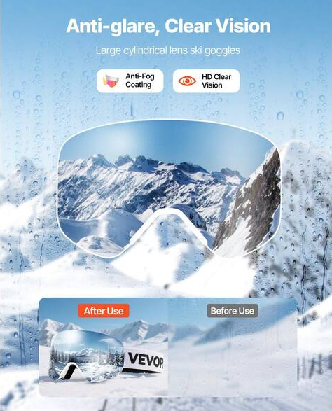 Cylindrical Lens with Pink Revo Coating, Frameless Ski Goggles