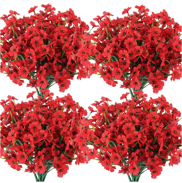 14 in. Red Outdoor Artificial Flowers UV Resistant