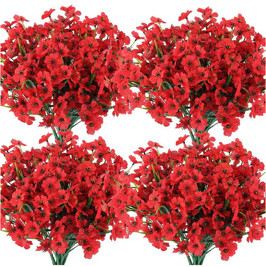 14 in. Red Outdoor Artificial Flowers UV Resistant