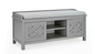 20 in. H Gray Wood Storage Bench with Cushion