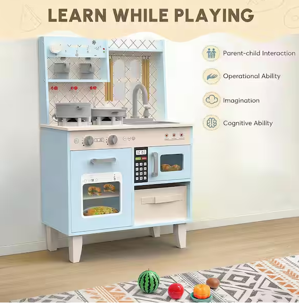 Wooden Play Kitchen for Kids
