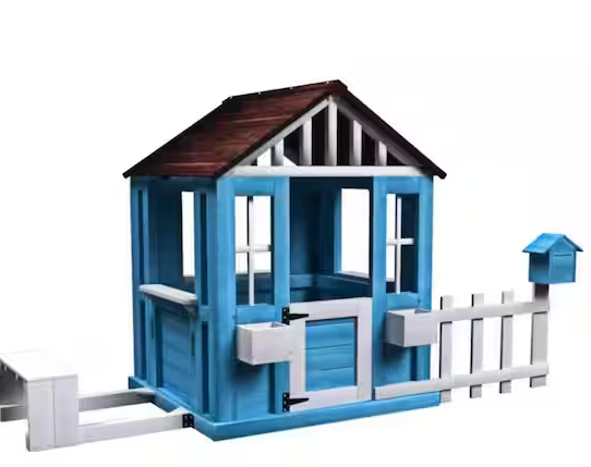 Wooden Kids Playhouse with Picnic Bench