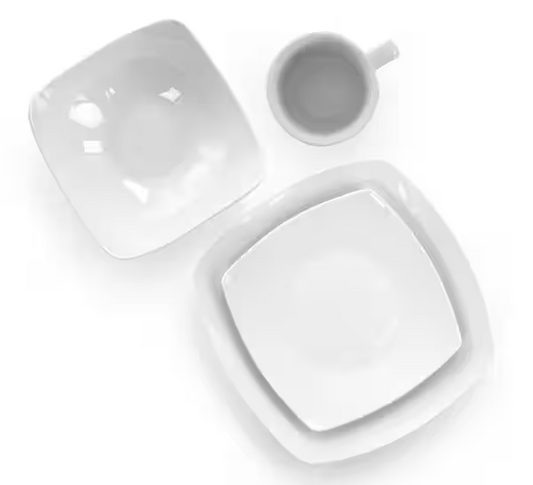 16-Piece Hayes White Square Porcelain Dinnerware Set