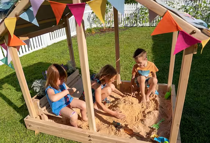 Outdoor Wooden Sandbox Playhouse