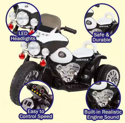 3-Wheel Battery Powered Ride on Toy Motorcycle Police Chopper