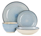 24 Piece Stoneware Dinnerware Set in Light Blue