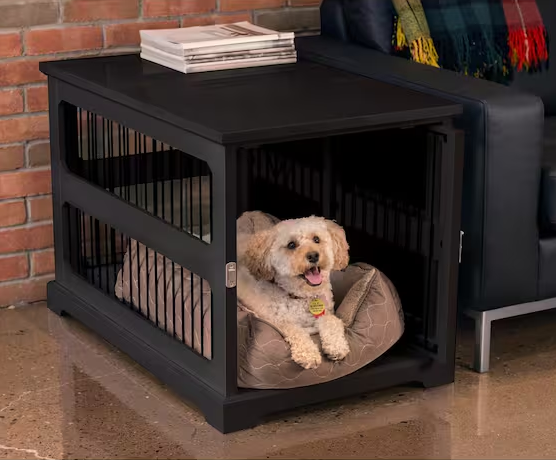 Dog Crate in Black with Slide Aside Door - Medium