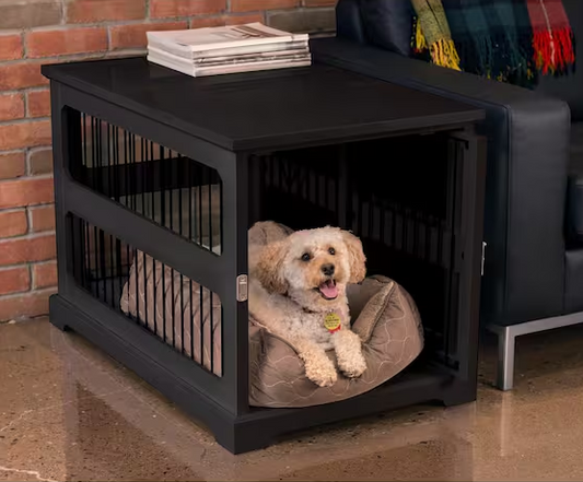 Dog Crate in Black with Slide Aside Door - Medium
