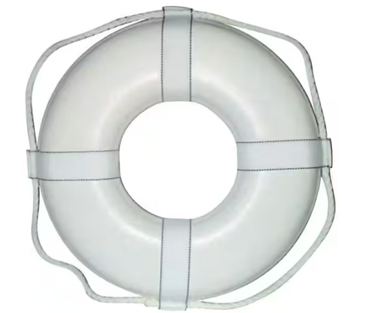 19 in. Closed Cell Foam Life Ring with Webbing Straps in White