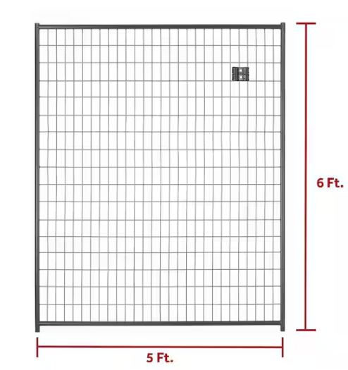 6 ft. H x 5 ft. W Black Metal Welded Wire Kennel Fence Panel