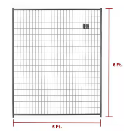 6 ft. H x 5 ft. W Black Metal Welded Wire Kennel Fence Panel
